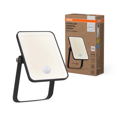 Naświetlacz LED Reflektor Zewnętrzny Lampa LED z Czujnikiem Ruchu i Zmierzchu 10W 4000K Neutralna Czarny Floodlight Osram