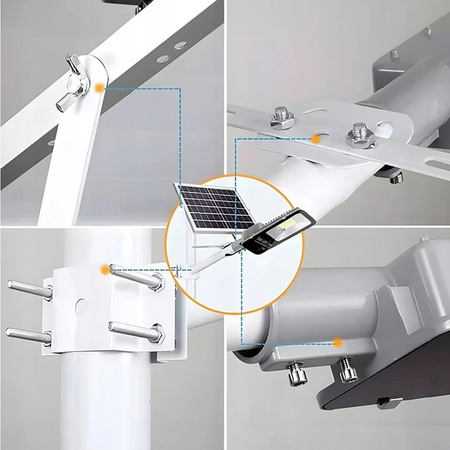 Lampa Solarna Uliczna LED 1000W 100000lm 6500K Zimna Czujnik Zmierzchu MOCNA Latarnia Ogrodowa z Regulowanym Panelem + Uchwyt i Pilot