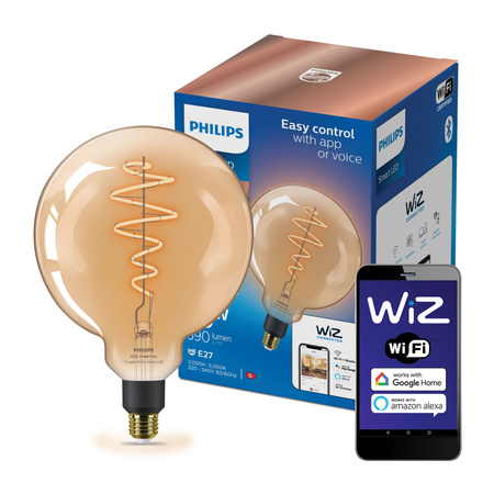 Żarówka LED E27 G200 6W = 25W Filament Bursztynowa SMART WiFi Philips WiZ