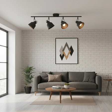 Oprawa Ścienno-Sufitowa Reflektor Punktowy 4x E14 Czarna NIKO Sanico Goldlux