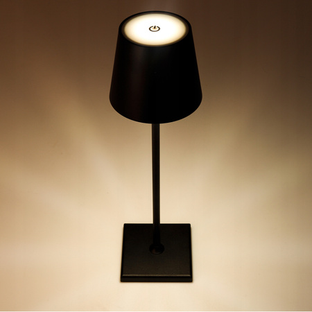 Lampka Biurkowa Stołowa LED 3W 200lm 4000K Neutralna Akumulatorowa Szkolna Nocna Ściemnialna Włącznik On/Off Czarna Solio Masterled