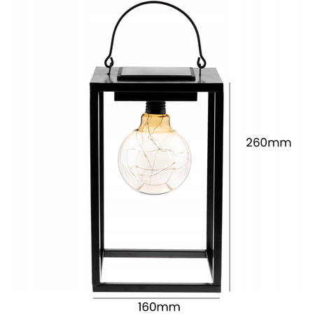Lampa Solarna LED Zewnętrzna Ogrodowa Stojąca Wisząca Latarenka 3000K IP44 26cm Czujnik Zmierzchu