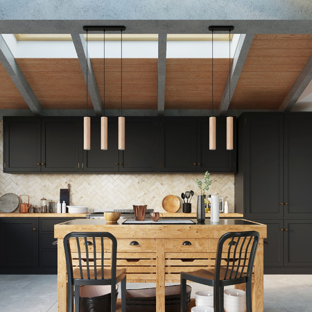 Lampa Sufitowa Wisząca Zwis 2x GU10 Tubularna Brązowa Skandynawska Lino Sollux