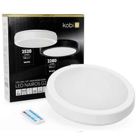 Plafon LED Łazienkowy Sufitowy Natynkowy 24W 2520lm 4000K 120° z Czujnikiem Ruchu i Zmierzchu Biały IP65 Nairos Kobi