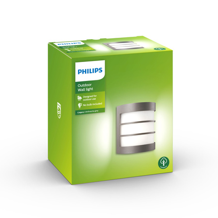 Kinkiet Ogrodowy Lampa Elewacyjna Zewnętrzna E27 IP44 Antracyt Calgary Philips