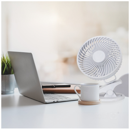 Wentylator Biurkowy Klips Przenośny Akumulatorowy USB-C Biały Viento Windstar Kobi