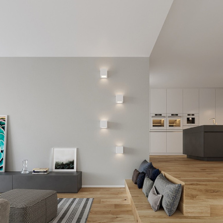 Lampa Ścienna Oprawa Natynkowa Kinkiet E27 Kwadratowa Biała Nowoczesna Leo Sollux