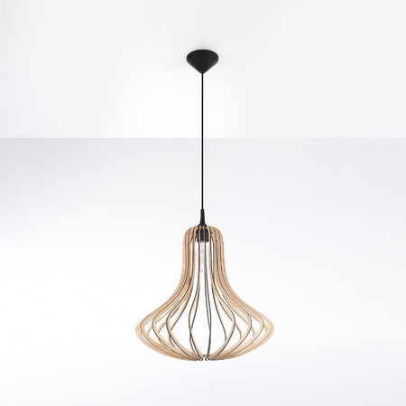 Lampa Sufitowa Wisząca Zwis E27 Geometryczna Brązowa Skandynawska Elza Sollux