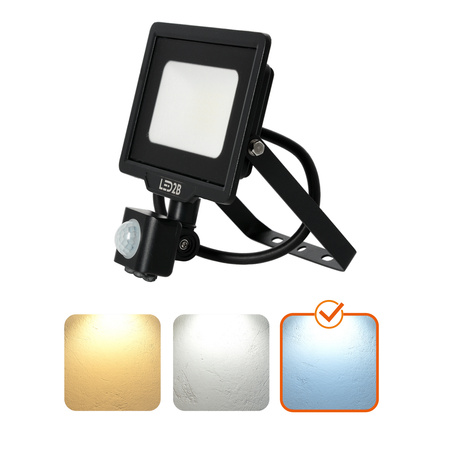 Naświetlacz LED Zewnętrzny Ogrodowy 20W 1600lm 6500K Zimny 120° z Czujnikiem Ruchu i Zmierzchu IP65 Czarny MHC Kobi