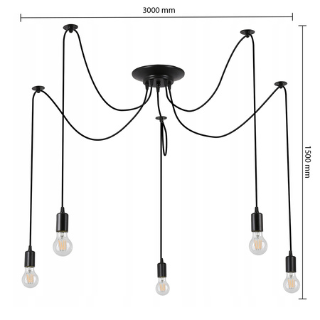 Lampa Sufitowa Oprawa Wisząca 5x E27 Czarna Nido Masterled
