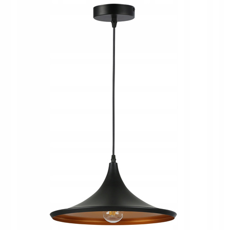 Lampa Sufitowa Oprawa Wisząca Zwis E27 Czarna Złota Mezo Masterled