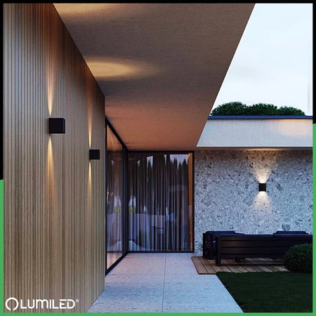 Kinkiet Ogrodowy Elewacyjny LED 2x3W 4000K Regulowany Góra Dół Czarny PICEA LUMILED