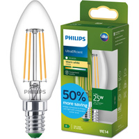 Żarówka LED E14 Świeczka B35 1.2W = 25W 252lm 210lm/W 2700K Ciepła 300° KLASA A UltraEfficient Philips