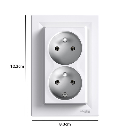 ASFORA Gniazdo podwójne 2X2P+PE IP44 białe