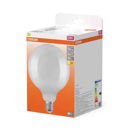 Żarówka LED G125 Kula E27 17W = 150W 2452lm 2700K Ciepła 320° Retrofit Filament CLASSIC Osram