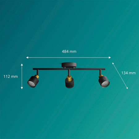 Lampa Sufitowa Reflektor 3x GU10 Czarna-Miedziana Niall Philips
