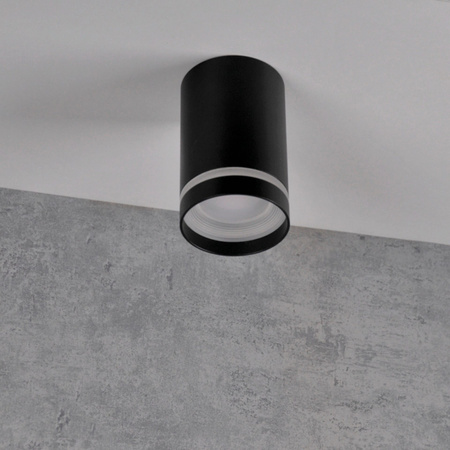 Oprawa Sufitowa Natynkowa FABRI GU10 Tuba Spot Okrągła Ruchoma Czarna Szklany Ring GOLDLUX