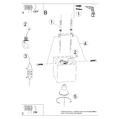 Lampa Sufitowa Oprawa Natynkowa GU10 Kwadratowa Szara Industrialna Quad Sollux