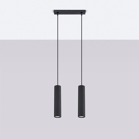 Lampa Wisząca Sufitowa Zwis Tuba Spot 2x GU10 Czarna Karbon Deep Space SL.1574 Sollux