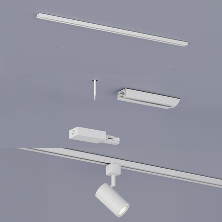 Zestaw Szynowy Lampa Sufitowa Szynoprzewód 1m + 3x Reflektor Szynowy LED GU10 Jednofazowy Biały EasyLink Zilo Philips