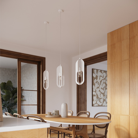 Lampa Sufitowa Wisząca Zwis E27 Nieregularna Biała Nowoczesna Nicus Sollux