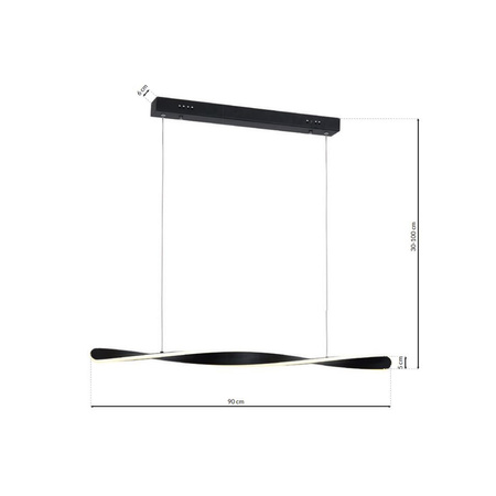 Lampa wisząca SWIRL 24W LED Podłużna Zakręcona Czarna ML5498 Milagro Metal + Tworzywo sztuczne