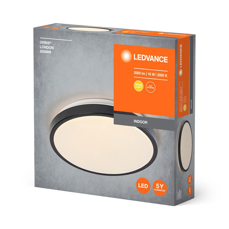 Plafon LED Lampa Sufitowa Natynkowa 16W 1000lm 3000K Ciepła Czarny 28cm Orbis Ledvance