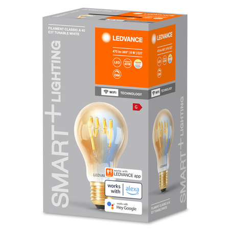 Żarówka LED E27 6W = 40W 470lm CCT Ściemnialna SMART+ WiFi Filament Classic Ledvance