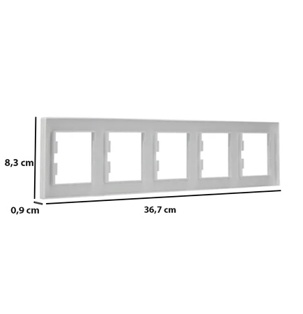 Ramka 5-krotna Pozioma Do Gniazda Pięciokrotna Białą Asfora