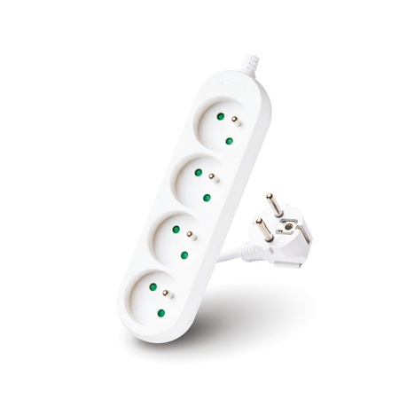 Przedłużacz Sieciowy Wtyk 4x Gniazdo z Uziemieniem Listwa Zasilająca 3m Biały Linea Kobi