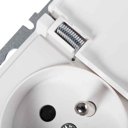 Gniazdo Sieciowe Zasilające Pojedyncze 16A Uziemienie IP44 Kwadratowe Białe LOGI Kanlux