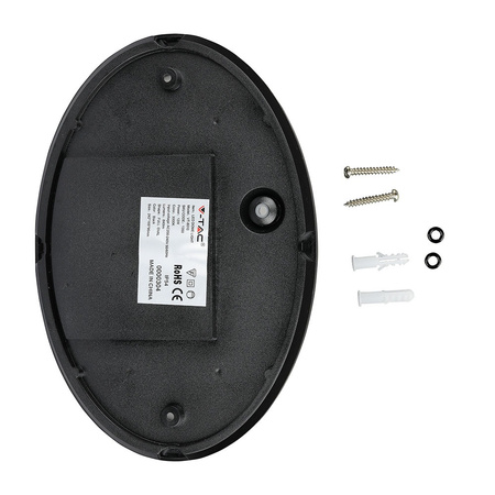 Plafon LED Lampa Sufitowa 12W 6400K 840lm IP54 Owalna Czarna VT-8010 V-TAC