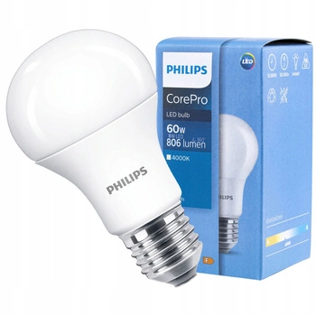 Żarówka LED E27 A60 8W = 60W 806lm 4000K Neutralna PHILIPS