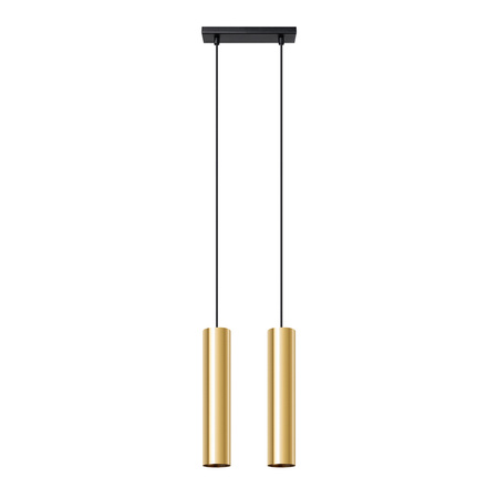 Lampa Sufitowa Wisząca Zwis 2x GU10 Żyrandol Tubularna Złota Połysk Nowoczesna Lagos Sollux