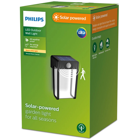Kinkiet Ogrodowy LED Lampa Zewnętrzna Solarna Czujnik Ruchu 2700K IP44 PHILIPS
