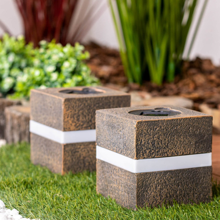 Lampa Solarna LED Zewnętrzna Ogrodowa Stojąca Kamień 3000K IP44 12cm Czujnik Zmierzchu