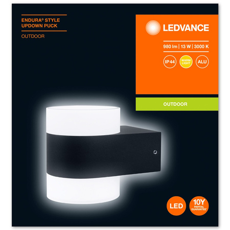 Lampa Ogrodowa Zewnętrzna Kinkiet Elewacyjny LED 12.5W 980lm 3000K IP44 Szary Endura Ledvance