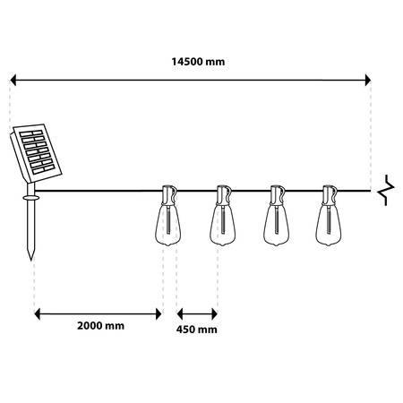ZESTAW Girlanda Solarna PYRIS 40x LED 2700K 14,5m PILOT + Adapter Sieciowy 8W LUMILED