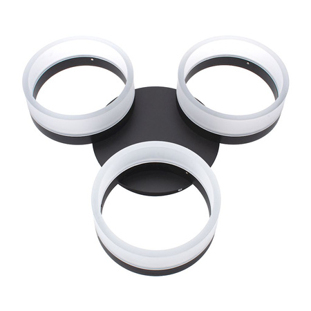 Lampa sufitowa RING trzy okręgi czarny 36W LED IP20 Metal i akryl styl nowoczesny Milagro