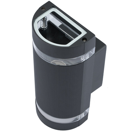 Kinkiet ogrodowy elewacyjny podwójny HANA Okrągła LED 2x GU10 Aluminium czarna IP54