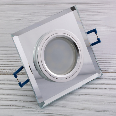 Zestaw Oprawa Podtynkowa Stała GU10 MR15 Kwadrat Szklana Ariel LUMILED + Żarówka LED GU10 6W 3000K 120°