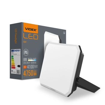 Naświetlacz LED 50W 4750lm 5000K Zimna Czarny z Mleczną Przesłoną Videx