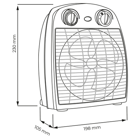 Termowentylator Regulowany Termostat 2000W Czarny Stojący Sanico Goldlux
