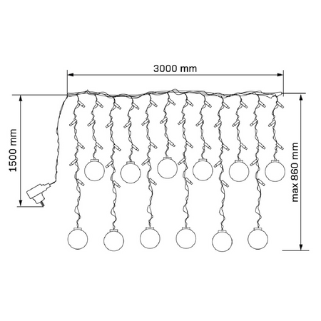 Kurtyna Świetlna LED 3W 2700K Ciepła 360° Przezroczysta Sanico Goldlux