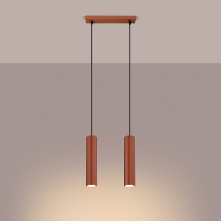 Lampa Wisząca Sufitowa Zwis Tuba Spot 2x GU10 Ochra Czerwona Karbon Deep Space SL.1631 Sollux