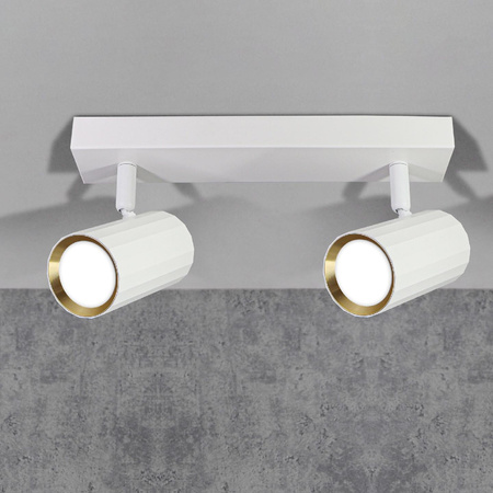 Oprawa Ścienno-Sufitowa Reflektor Punktowy 2x GU10 Biała Złota NICEA Sanico Goldlux