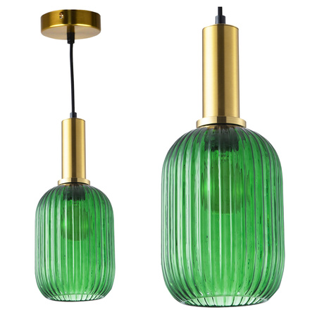 Lampa Sufitowa Wisząca Zwis Dekoracyjna E27 Zielony Złota Suffolk Sanico Goldlux