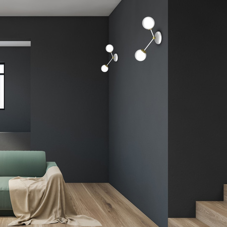 Lampa Ścienna Kinkiet JOY Biała Złota 2xE14 Milagro