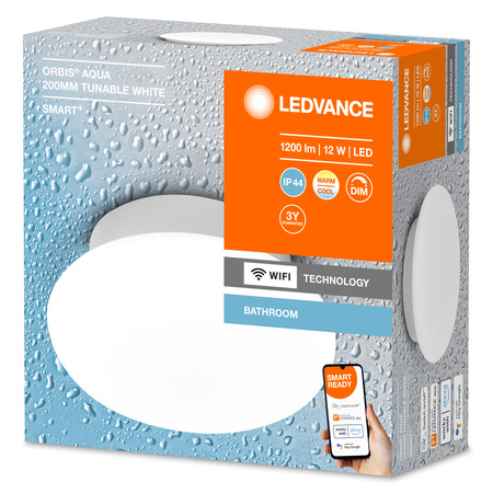 PLAFON ŁAZIENKOWY LEDVANCE WIFI SMART+ ORBIS LED AQUA 12W 1200lm 3000K-6000K BIAŁY