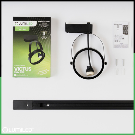 Zestaw Szyna Oświetleniowa Szynoprzewód 1,5m + 3x Reflektor Szynowy GU10 AR111 VICTUS Czarny